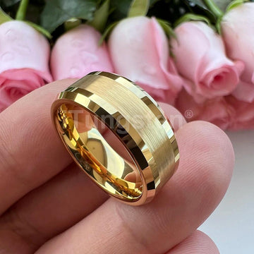 New Gold Plated 6mm 8mm Tungsten Engagement Wedding Comfort Fit Rings for Men, Women - Fashion Jewellery for Couples - The Jewellery Supermarket